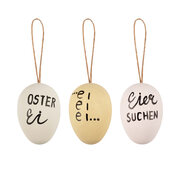 Ostereier Kunststoff  Statement Osterdeko wei�/creme/mint 6 cm, 6 Stk.