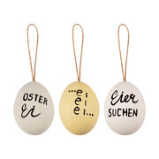 Ostereier Naturecht Statement Osterdeko wei�/creme/mint 6 cm, 6 Stk.