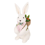 Hase mit Korb aus Fasern in Wolloptik Osterhase Osterdeko 43 cm