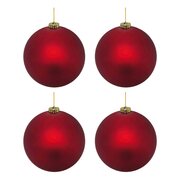 Weihnachtskugeln Christbaumkugeln aus Kunststoff rot matt, 10cm, 4 Stk.