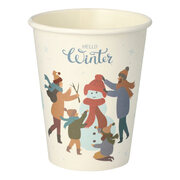 Heigetrnkebecher Pappbecher Hello Winter & Schneemann-Bau 200ml, 50 Stk.