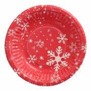 Pappschalen rund tief Winterzauber   19 cm x 3 cm rot, 50 Stk.