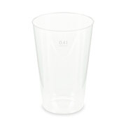 Mehrwegbecher Pfandbecher transparent stabil+ PP 0,4L Eichstrich  87mm, 10 Stk.