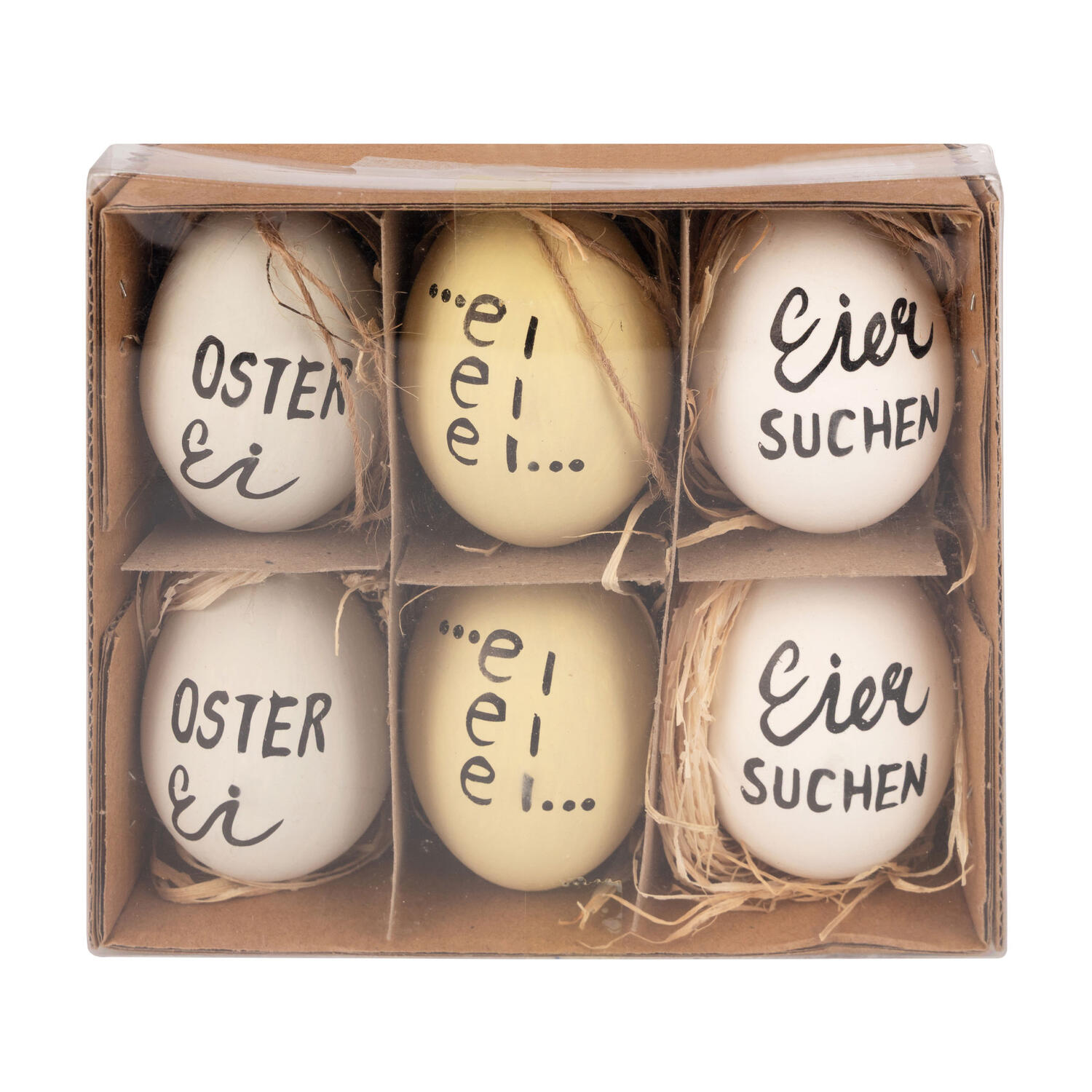 Ostereier Naturecht Statement Osterdeko wei�/creme/mint 6 cm, 6 Stk.