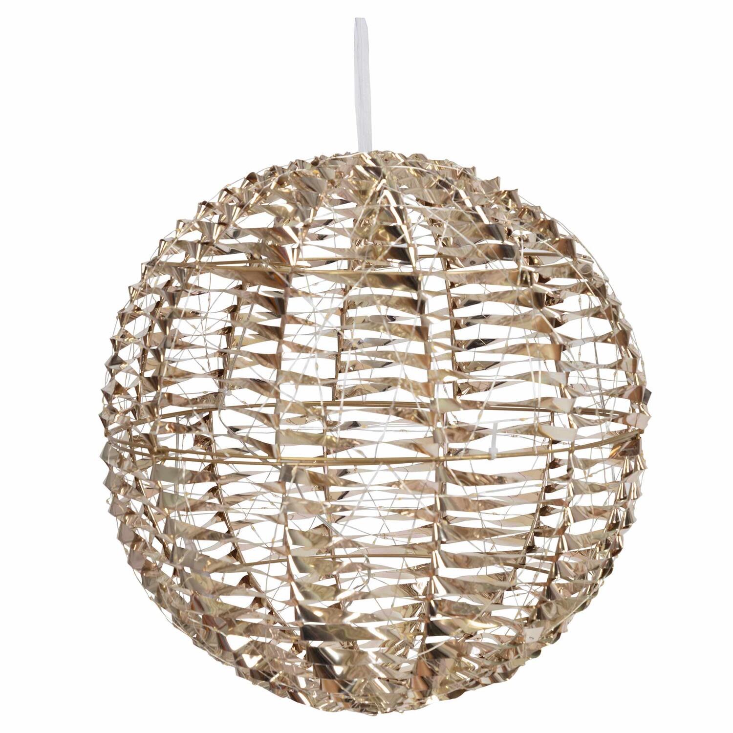 Kugel aus Metall/PET gold, mit LED, warmwei, 40cm