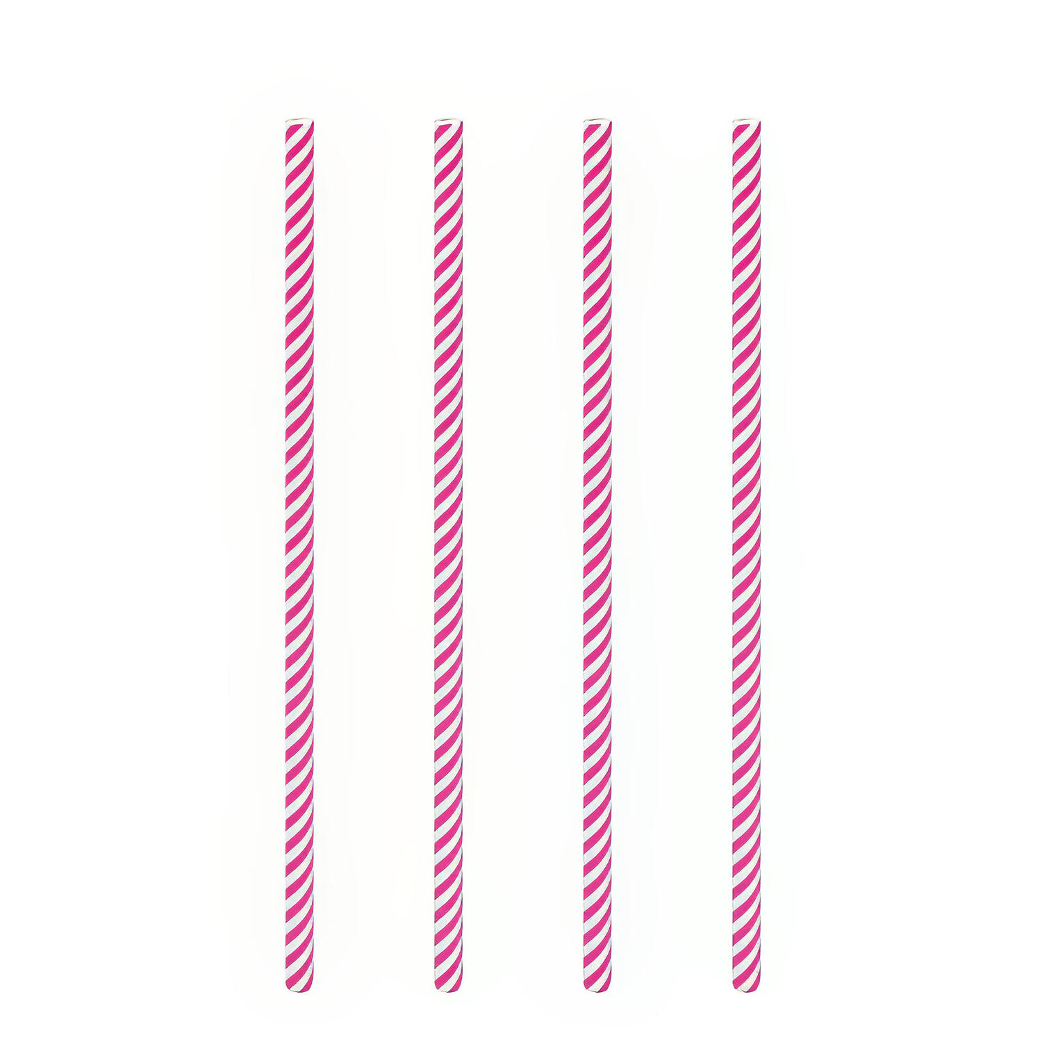 Trinkhalme aus Papier pink gestreift 6mm, 21cm, 100 Stk.
