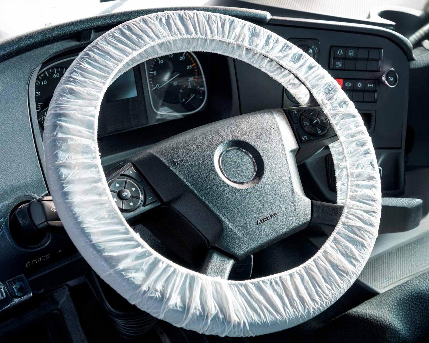 Lenkradschoner Einweg-Lenkradschutz  55 cm fr LKW mit Gummizug wei, 250 Stk.