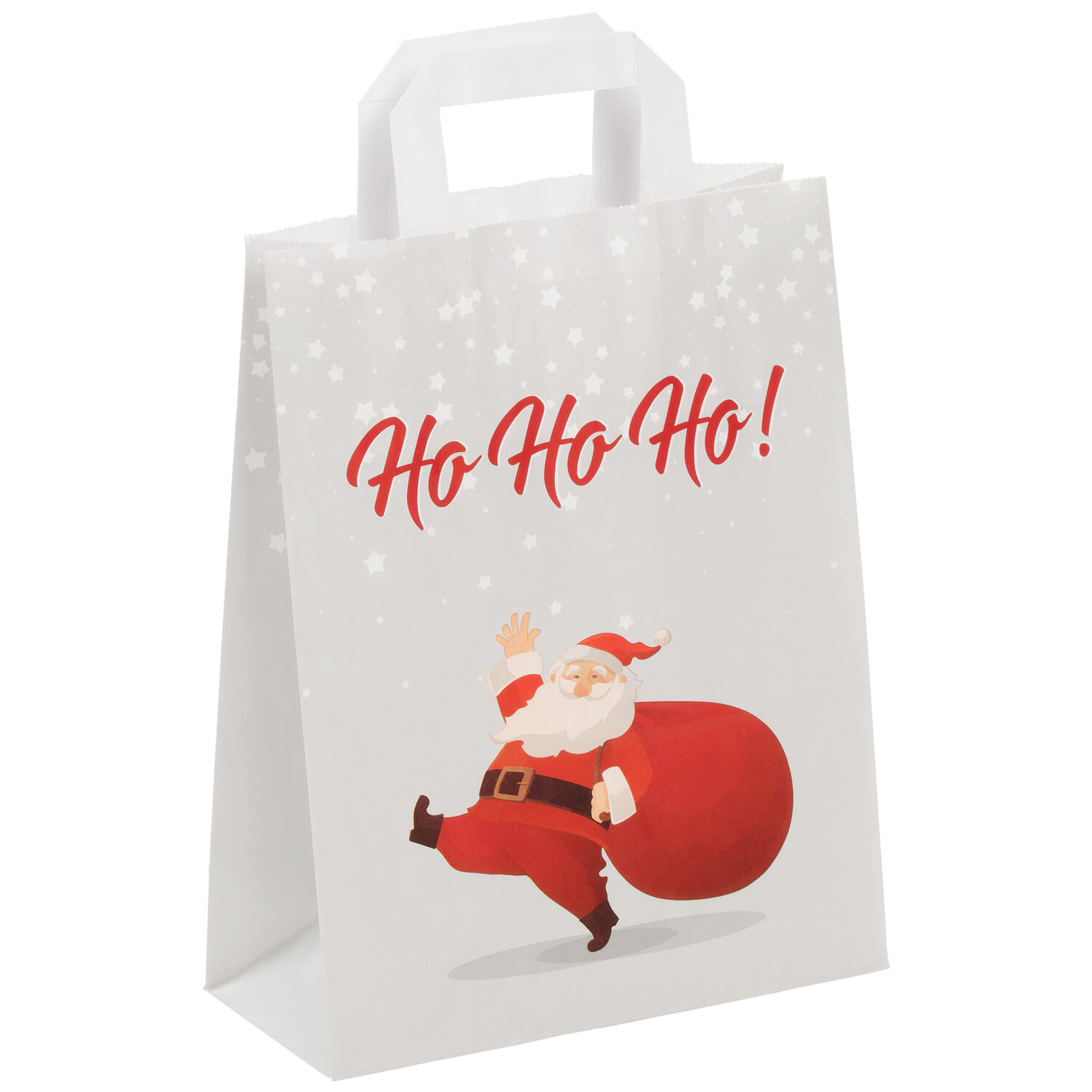 Papiertragetaschen aus Kraftpapier 220+100x280mm Motiv Weihnachtsmann Santa Claus