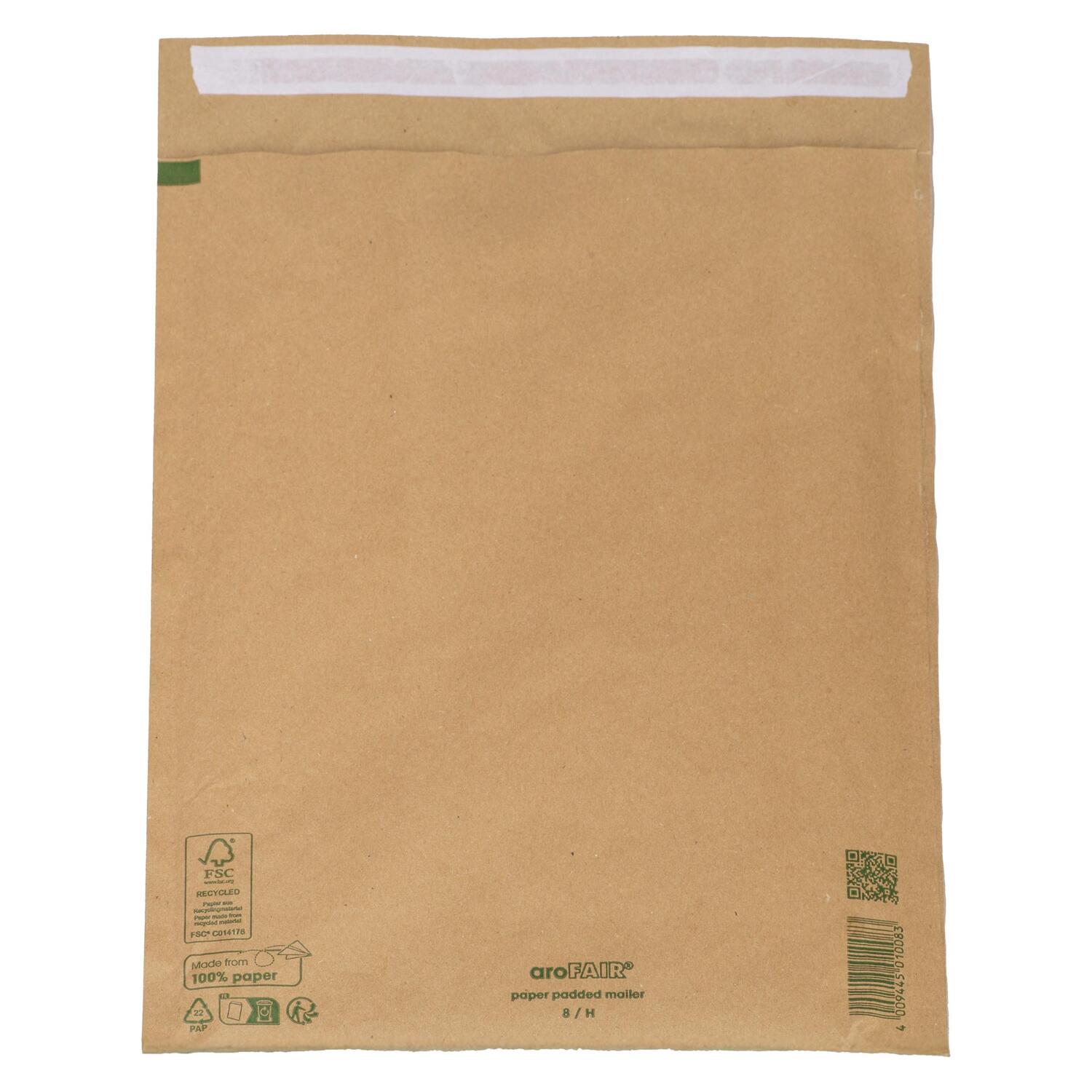 AROFAIR Papierpolstertaschen 290x370+50mm 100% Recycling, Ersatz fr Luftpolstertaschen