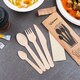 Bestecksets aus Holz biologisch abbaubar 3-teilig Gabel Löffel Serviette hygienisch verpackt, 50 Sets